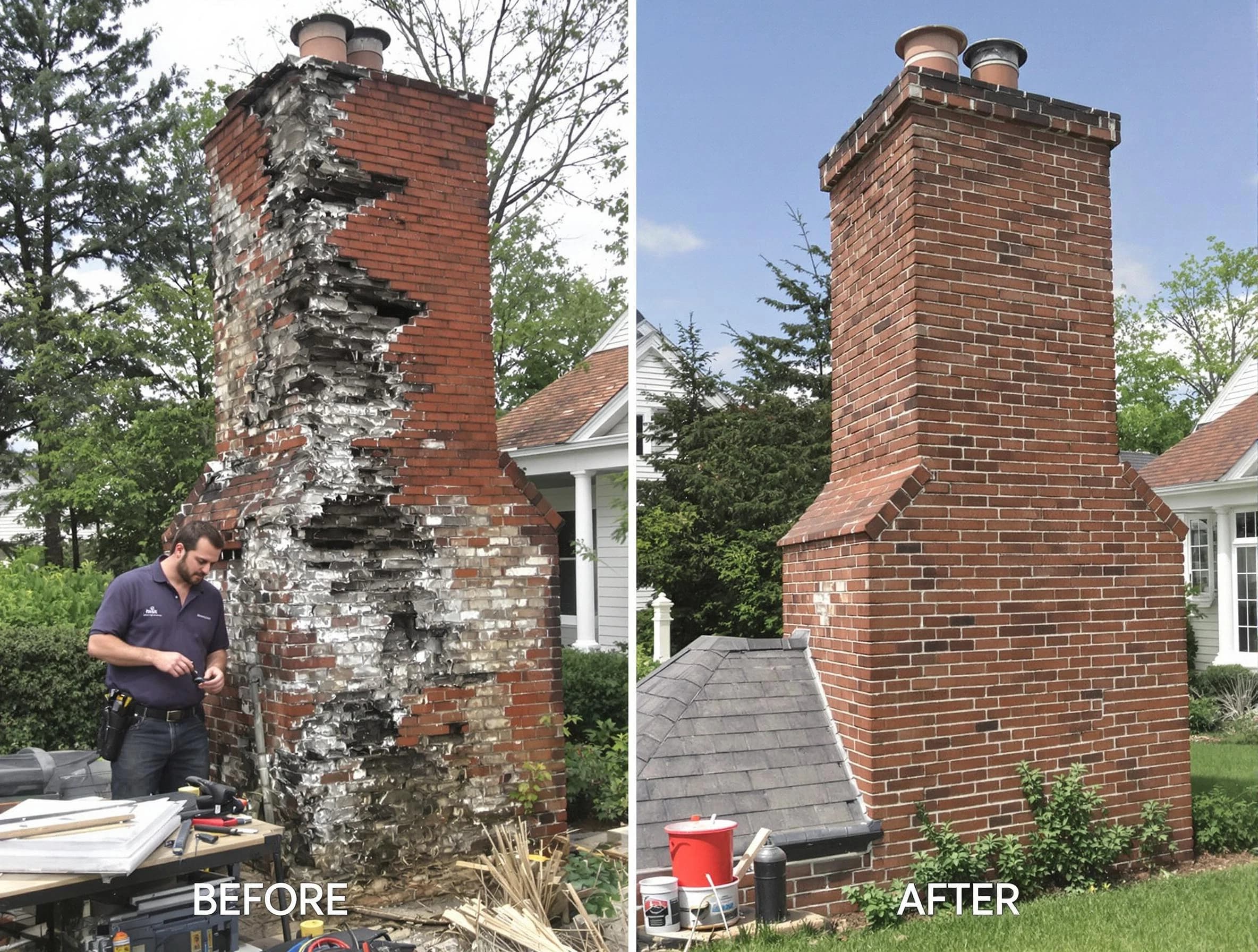 Providence Chimney Sweep performing a full chimney restoration in Providence, RI