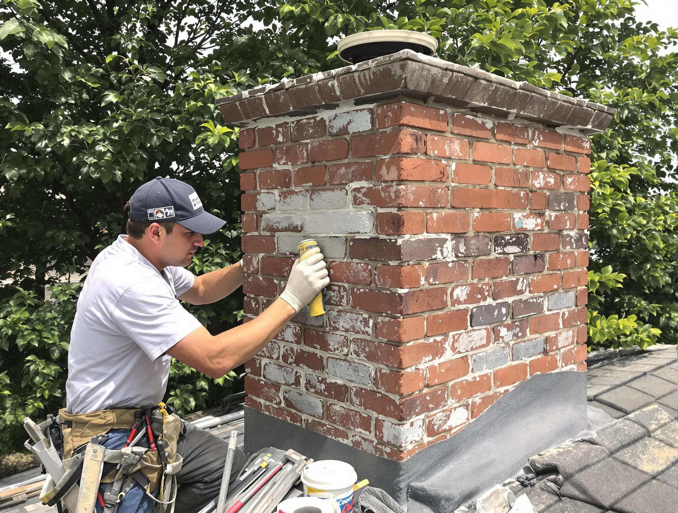 Providence Chimney Sweep restoring an aging chimney in Providence, RI