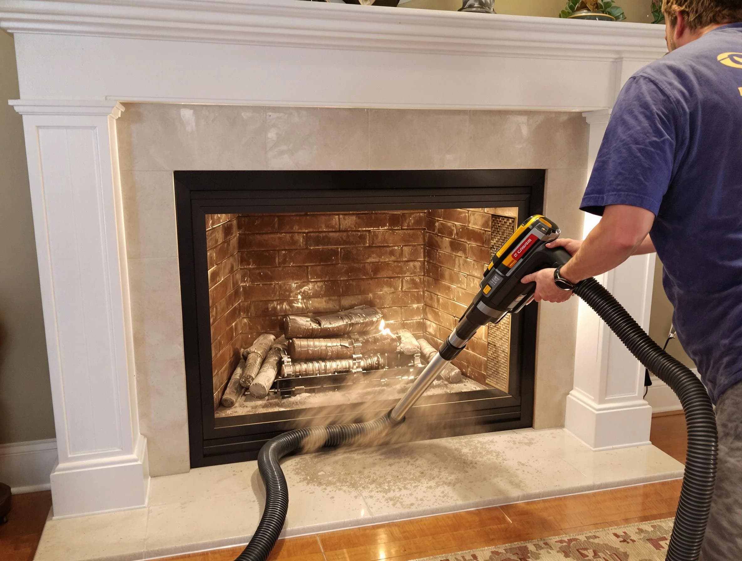 Fireplace cleaning performed by Providence Chimney Sweep in Providence, RI