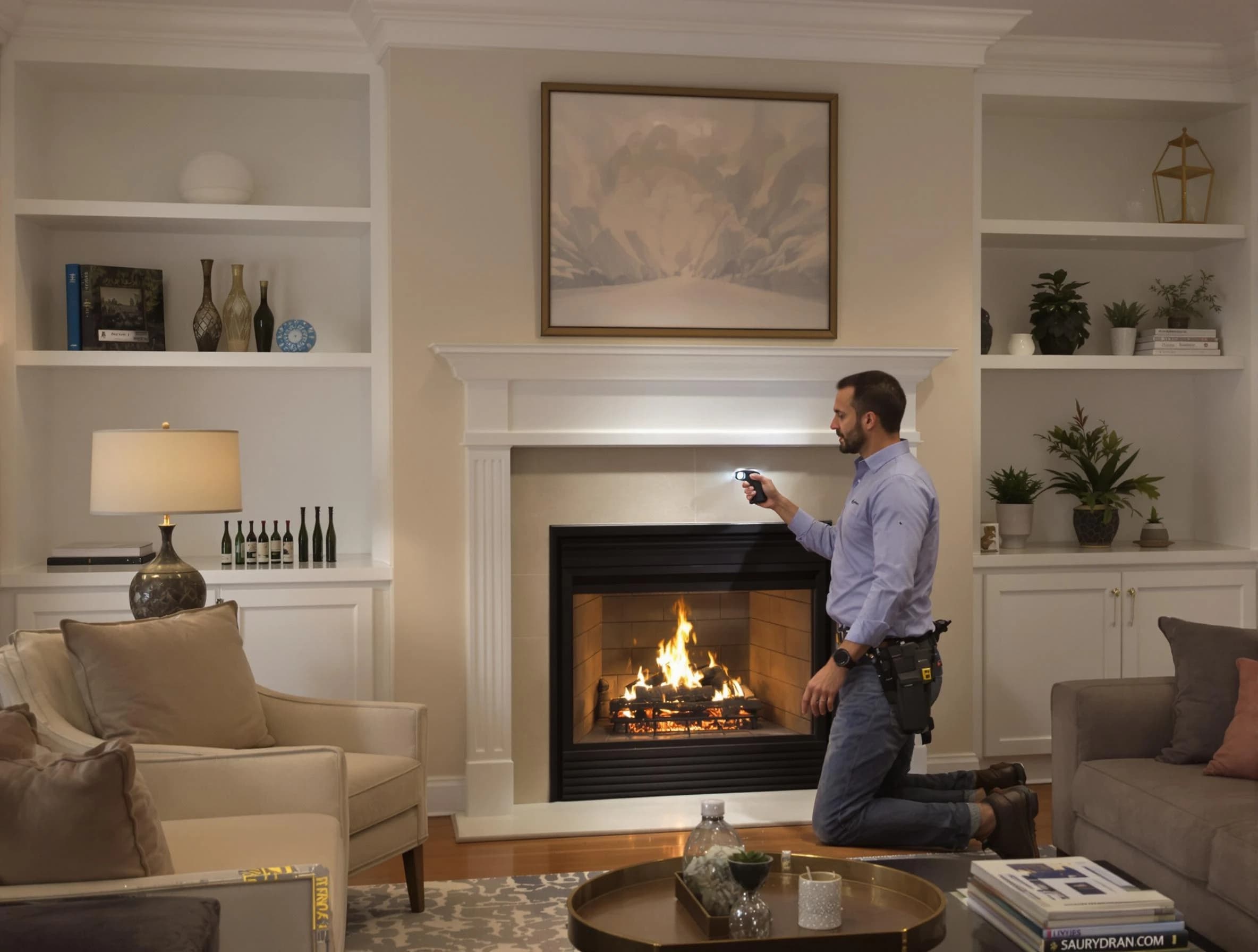 Providence Chimney Sweep conducting a fireplace safety inspection in Providence, RI