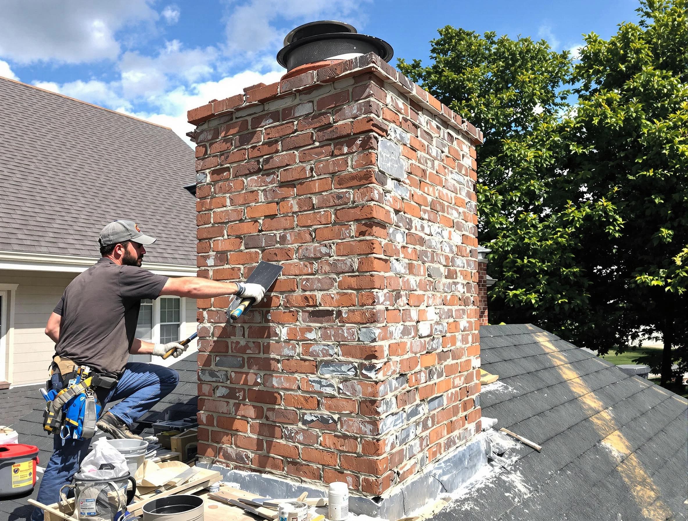 Completed chimney rebuild by Providence Chimney Sweep in Providence, RI