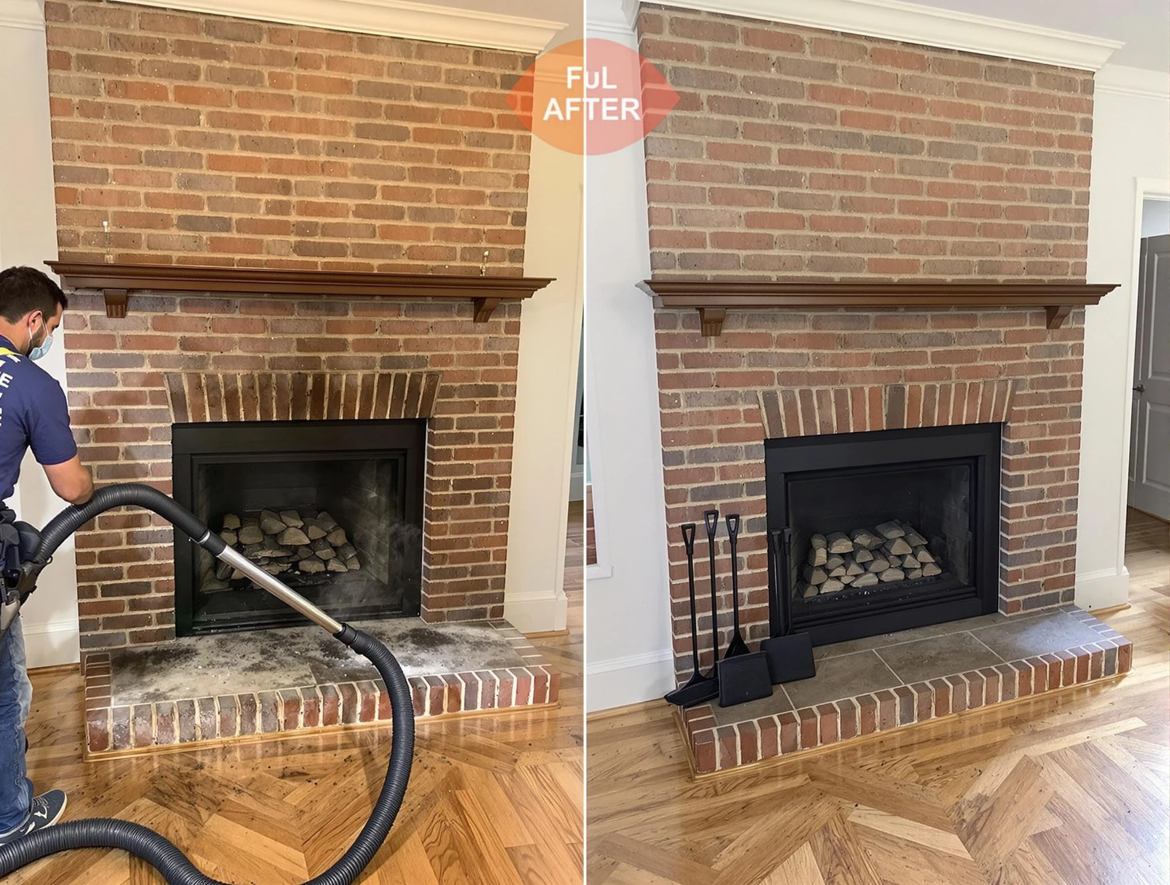 Providence Chimney Sweep carefully sanitizing a fireplace in Providence, RI