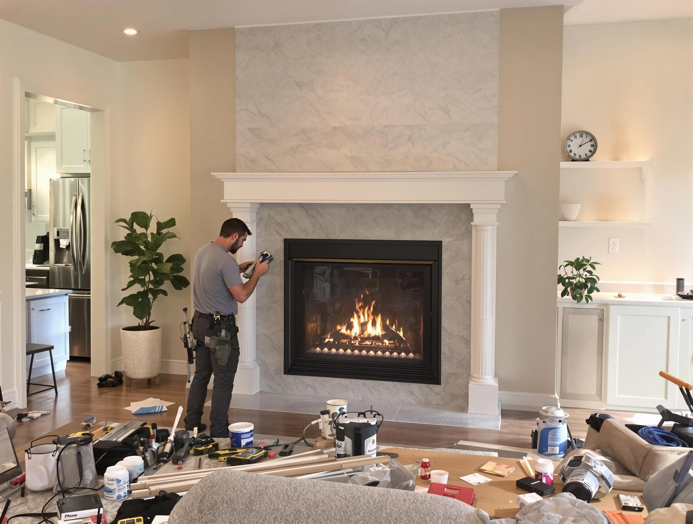 Newly installed fireplace by Providence Chimney Sweep in Providence, RI